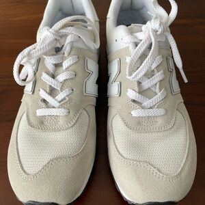 New Balance 574 White and Cream Sneakers